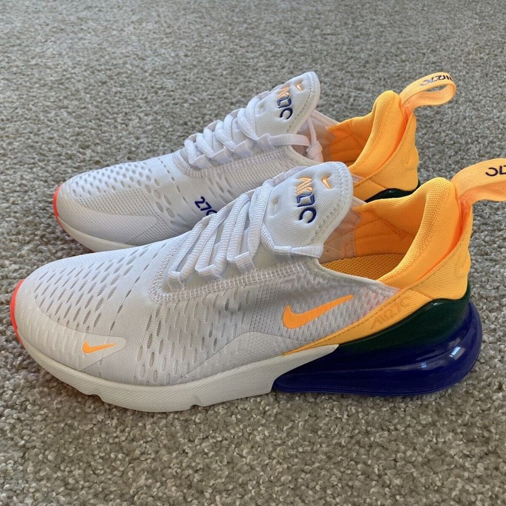 Nike Women's Air Max 270 Running Shoes White Laser Orange AH6789-105 Size 9 Nike